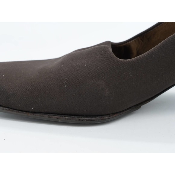 Stuart Weitzman Pumps Womens 7.5 Brown Fabric Square Toe Career Heels Slip On - Picture 6 of 14